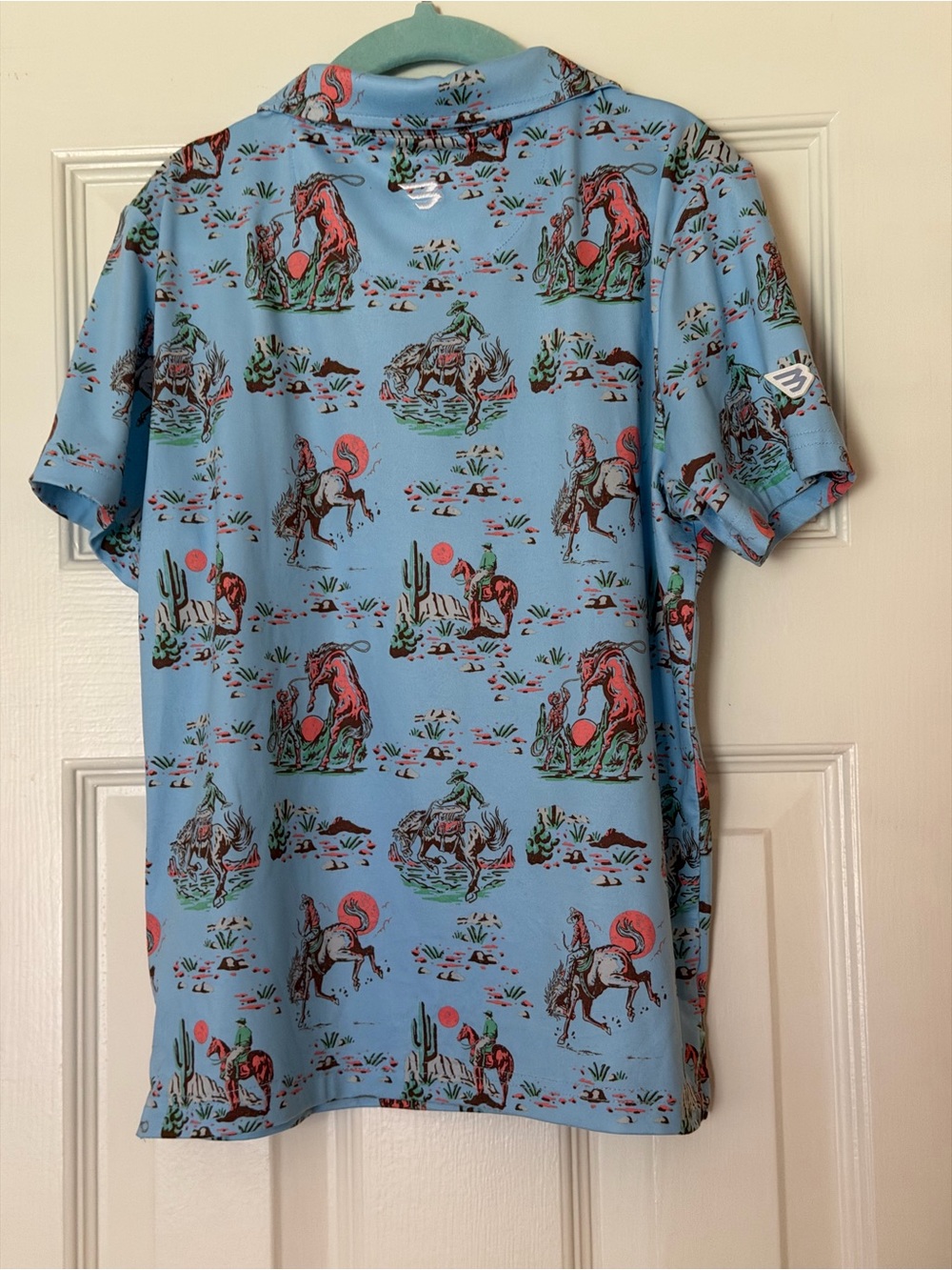 Burlebo boys performance polo youth small size 5/6 GUC western print kids shirt - Picture 4 of 9